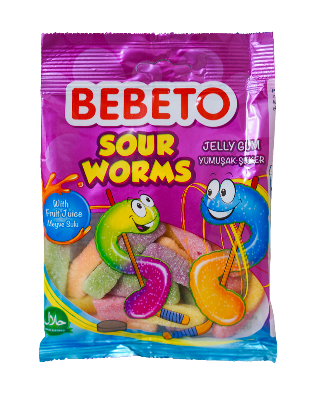 Bebeto Jelly Gum Sour Worms 80G