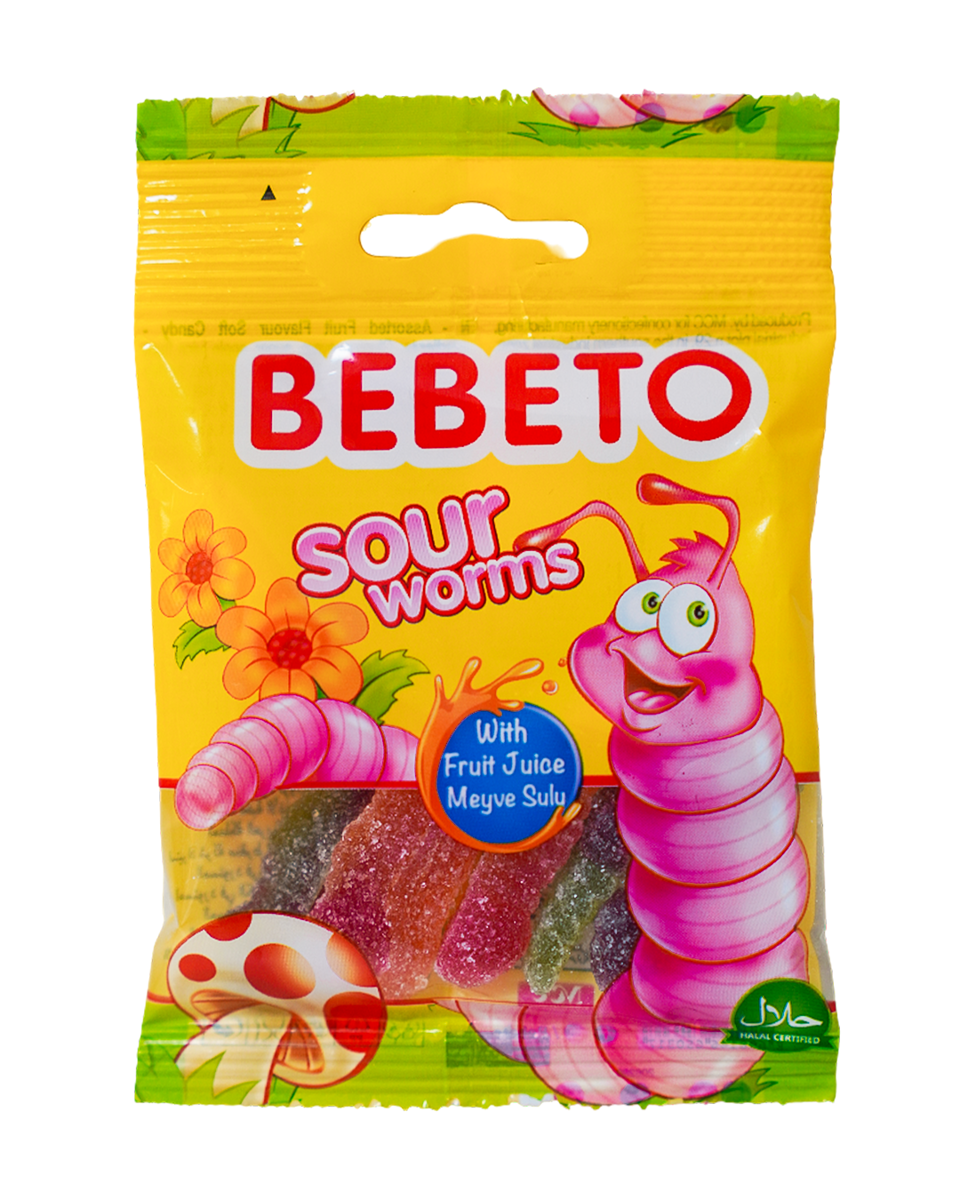 Bebeto Soft Candy Sour Worms 18G
