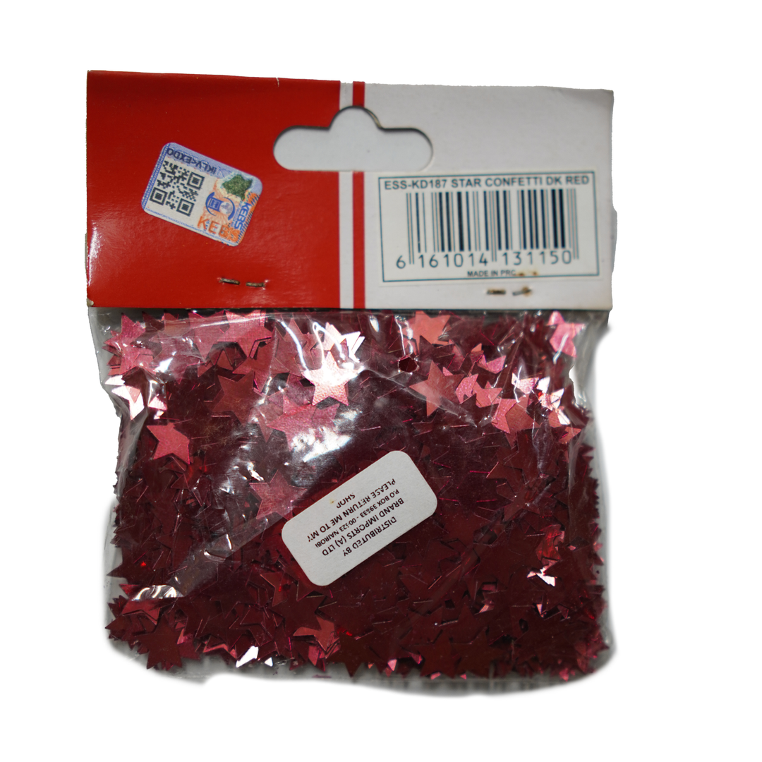 Essentials-Kd187 Star Confetti Dark Red
