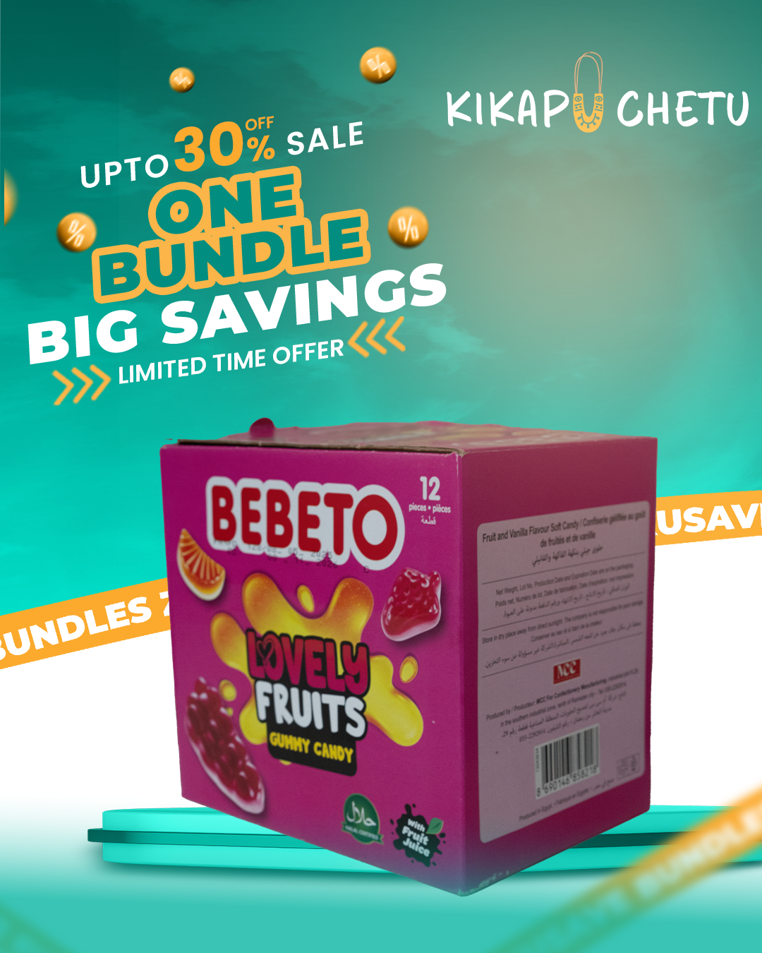 Bebeto Jelly Gum Lovely Fruits 80G 12PCS- Pack Wholesale Discount