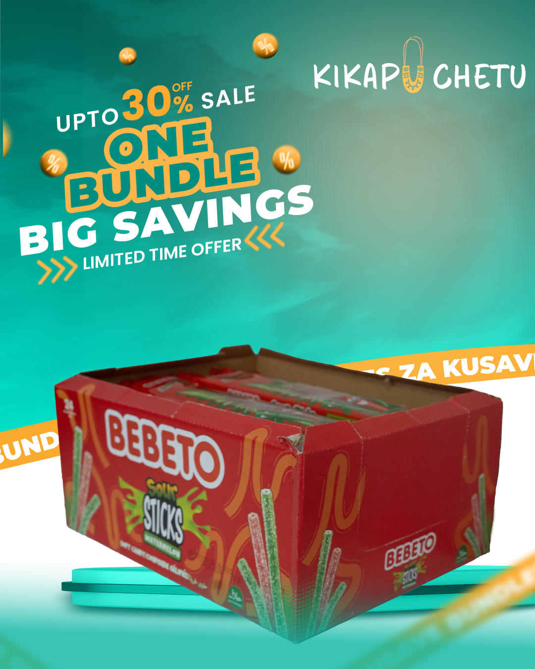 Bebeto Sour Sticks Watermelon 30G- 24PCS- Pack Wholesale Discount