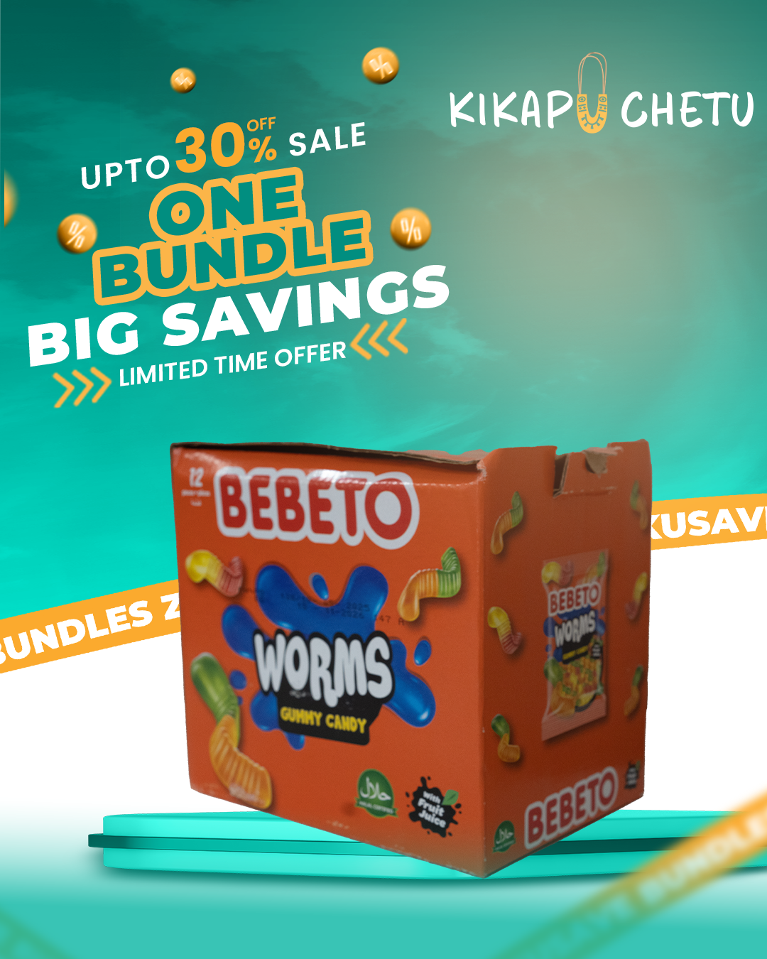 Bebeto Gummy Candy Worms 80G 12PCS- Pack Wholesale Discount