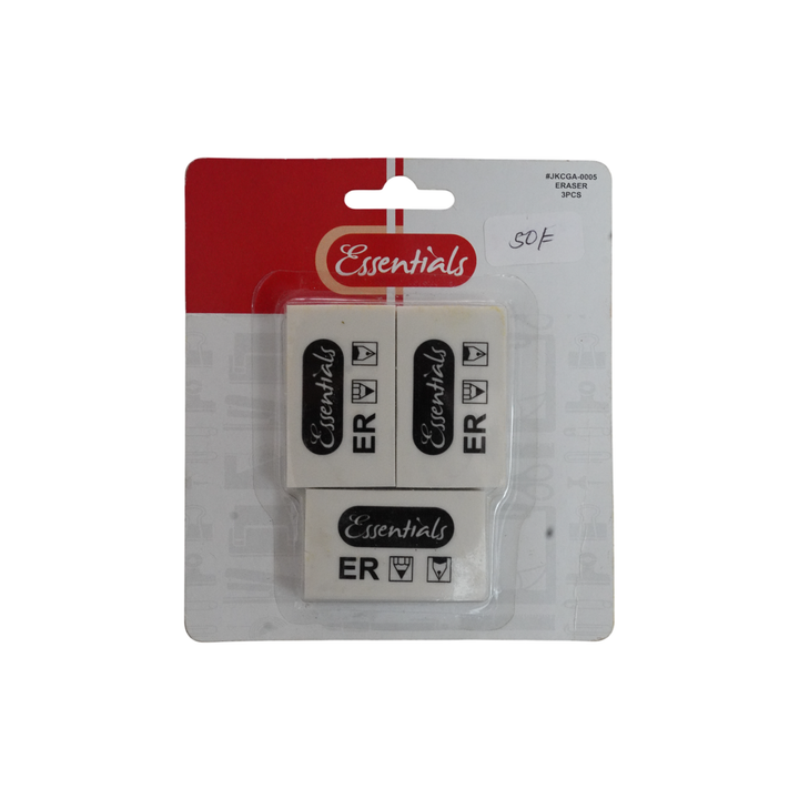 Essentials 3Pc Set White Eraser Jkcga-0005