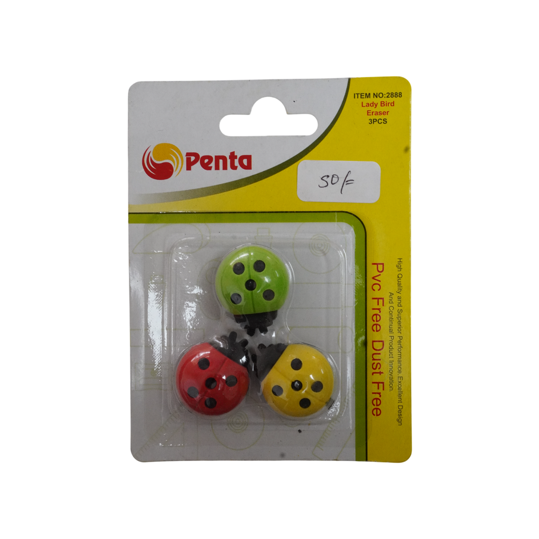 Penta Lady Bird Eraser 3Pc 2888