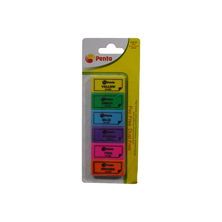 Penta Neon Eraser 6Pc K017