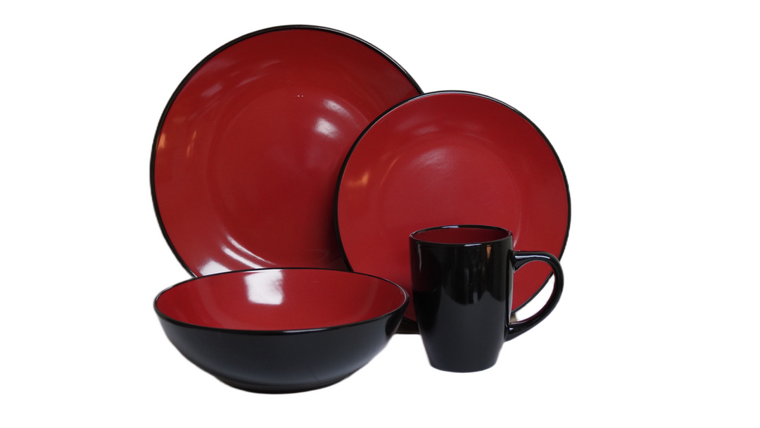 AAH 16PCS DINNER SET MOONLIGHT BLACK & RED #26