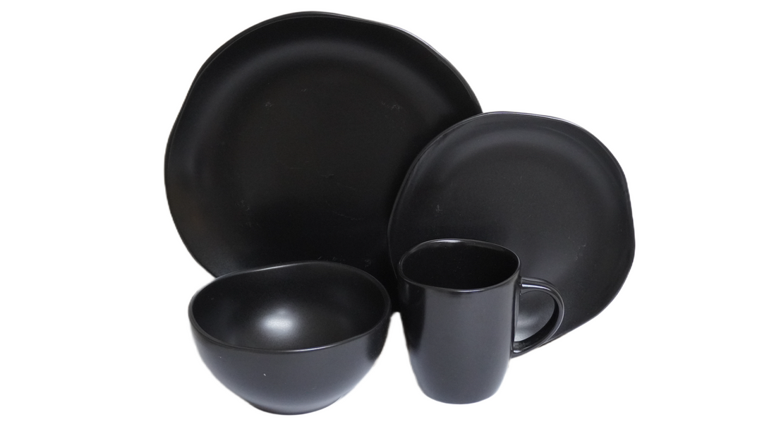 AAH 16PCS DINNER SET  IRREGULAR BLACK #35