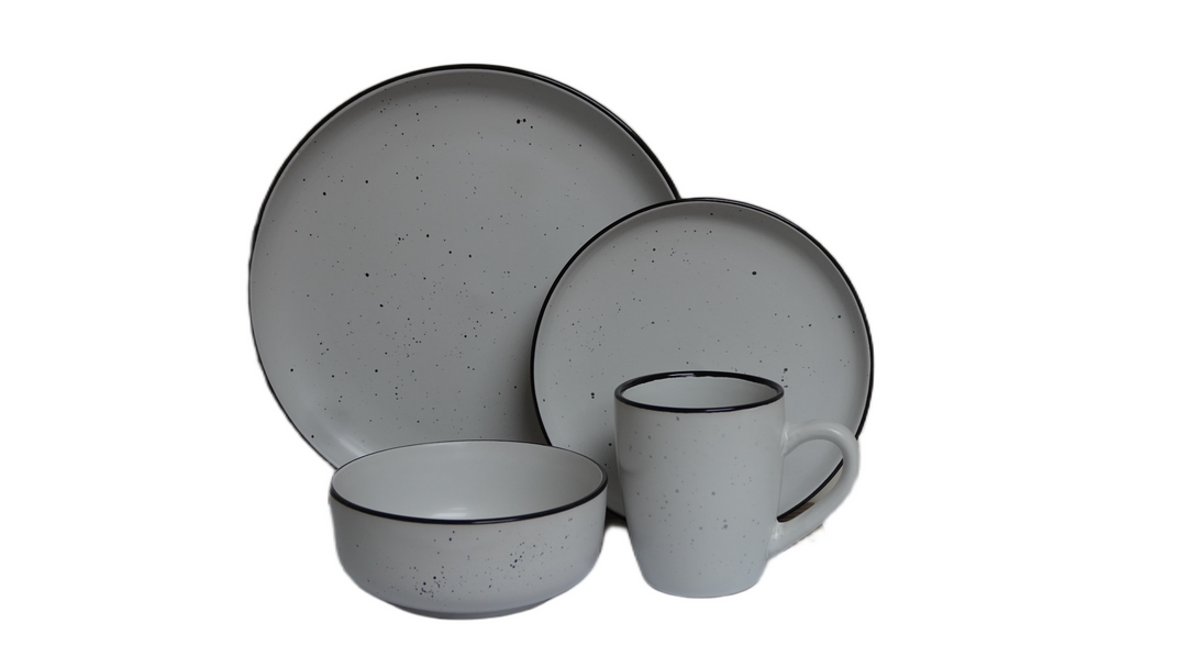 AAH 16PCS DINNER SET SESAME DOTS WHITE MATTE #36