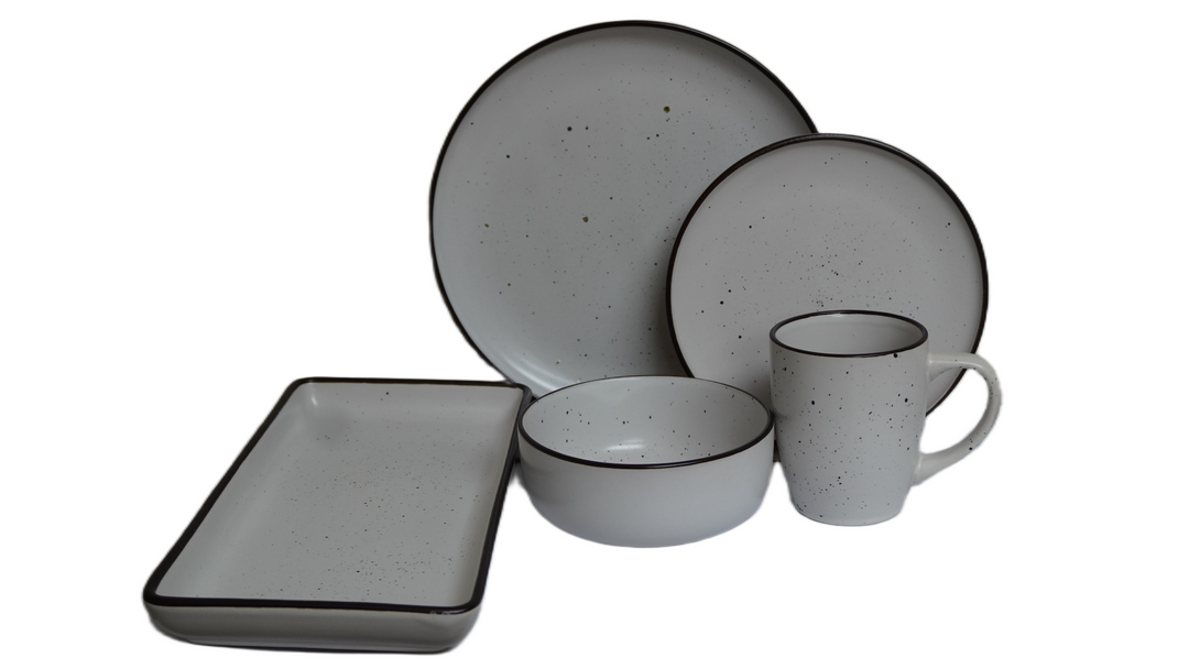 AAH 17PCS DINNER SET WHITE SESAME DOTS #5