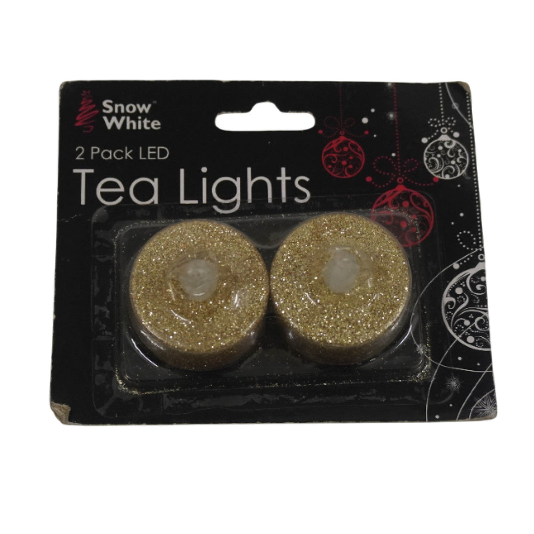 2Pk Glitter Finish B/Op Tea Lights 3Ast Cols 12Clip Strip