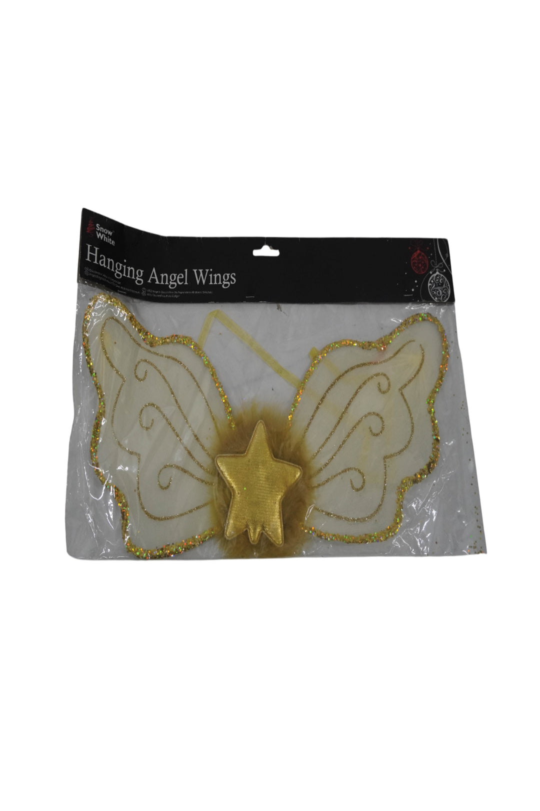 39Cm Hanging Angel Wings Decoration In Pbhc 3Asstd Cols