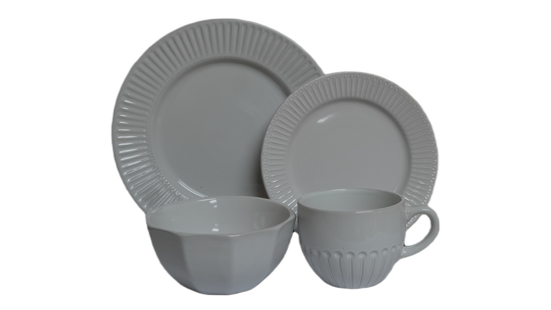 AAH 16PCS DINNER SET WHITE RELIEF #68