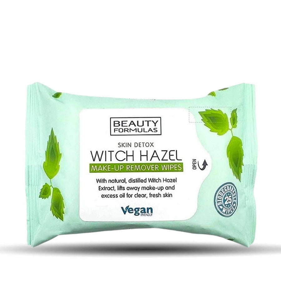 Beauty Formulas Witch Hazel Biodegradable Make -Up Removal Wipes 25'S