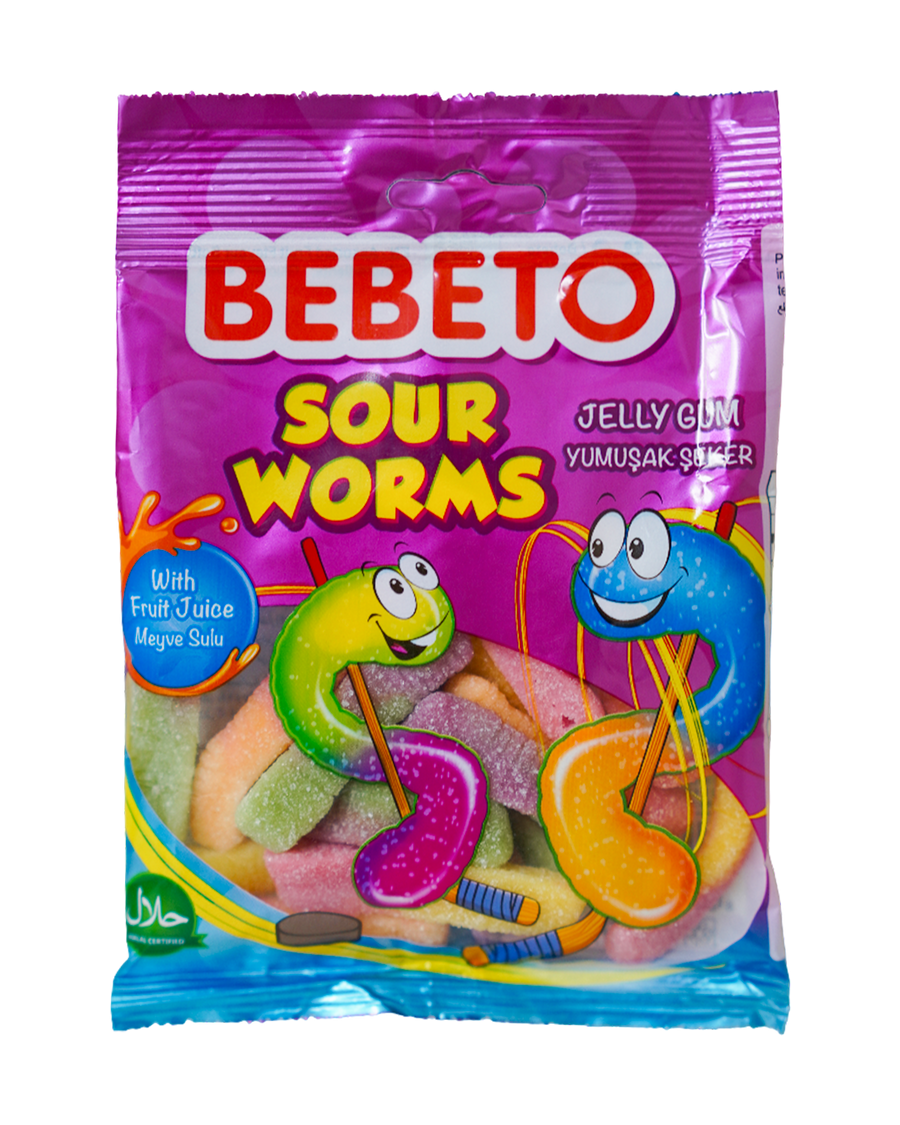 Bebeto Jelly Gum Sour Worms 80G