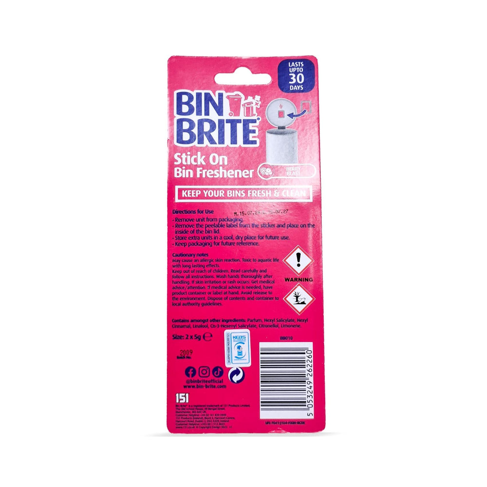 Bin Brite Stick On Bin Freshener Berry Blast