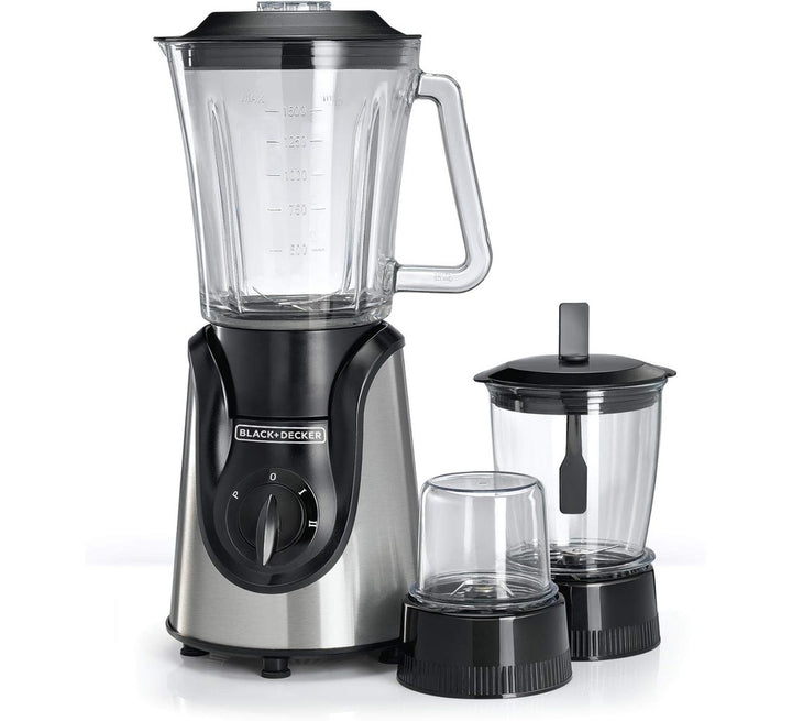 B&D Blender Bx600G-B5 1.5L 600W, Glass Jar W. Grinder & Mincer, Black