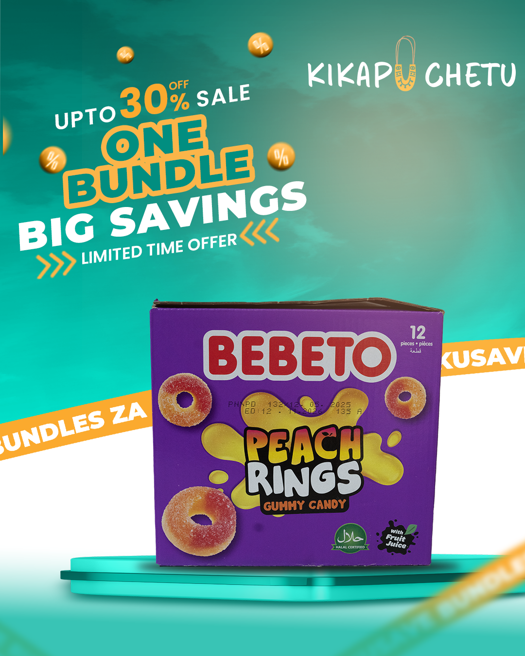 Bebeto soft candy Peach rings 18G -24PCS-Pack Wholesale Discount
