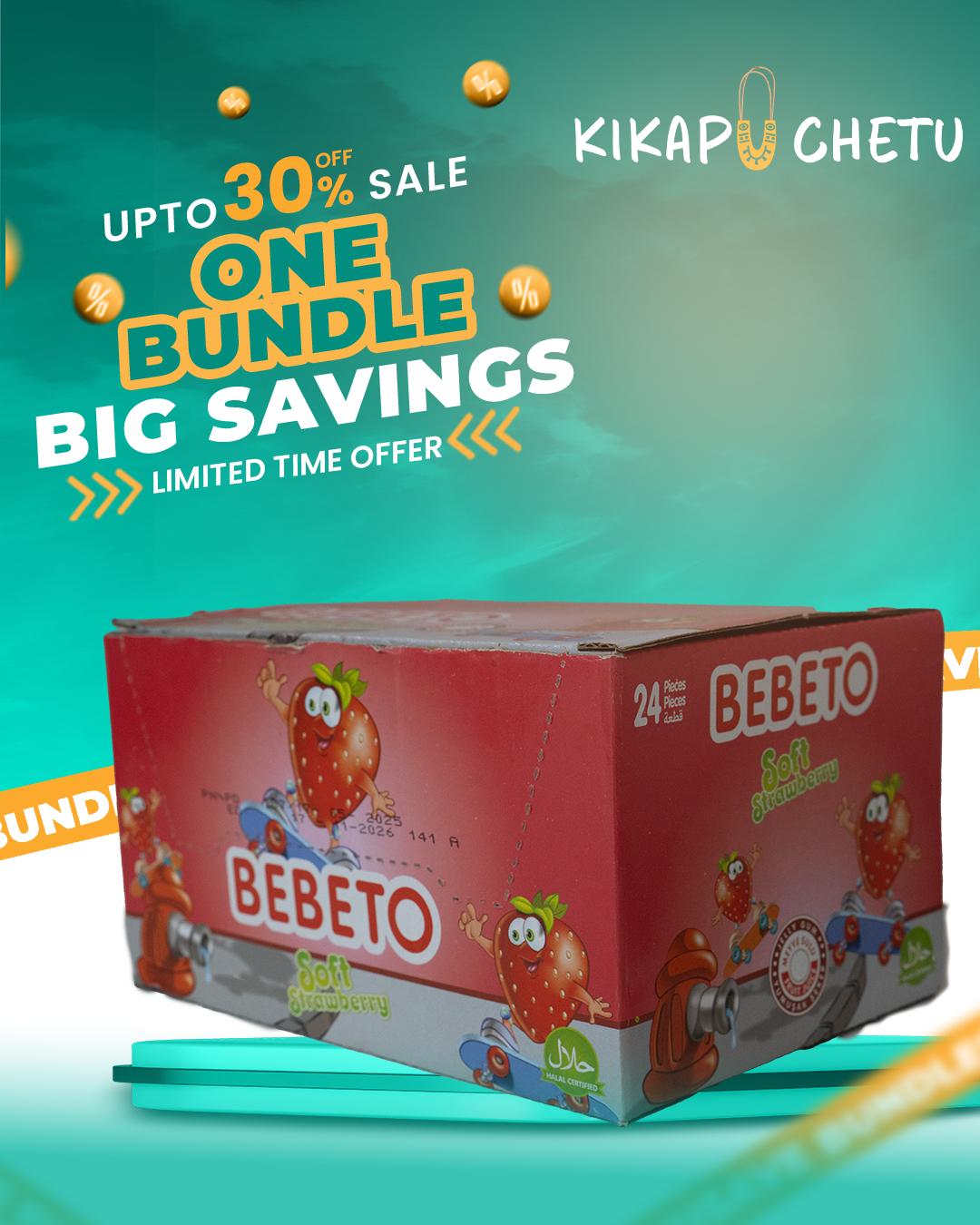 Bebeto Soft Candy S/Strawberry 18G 24PCS- Pack Wholesale Discount