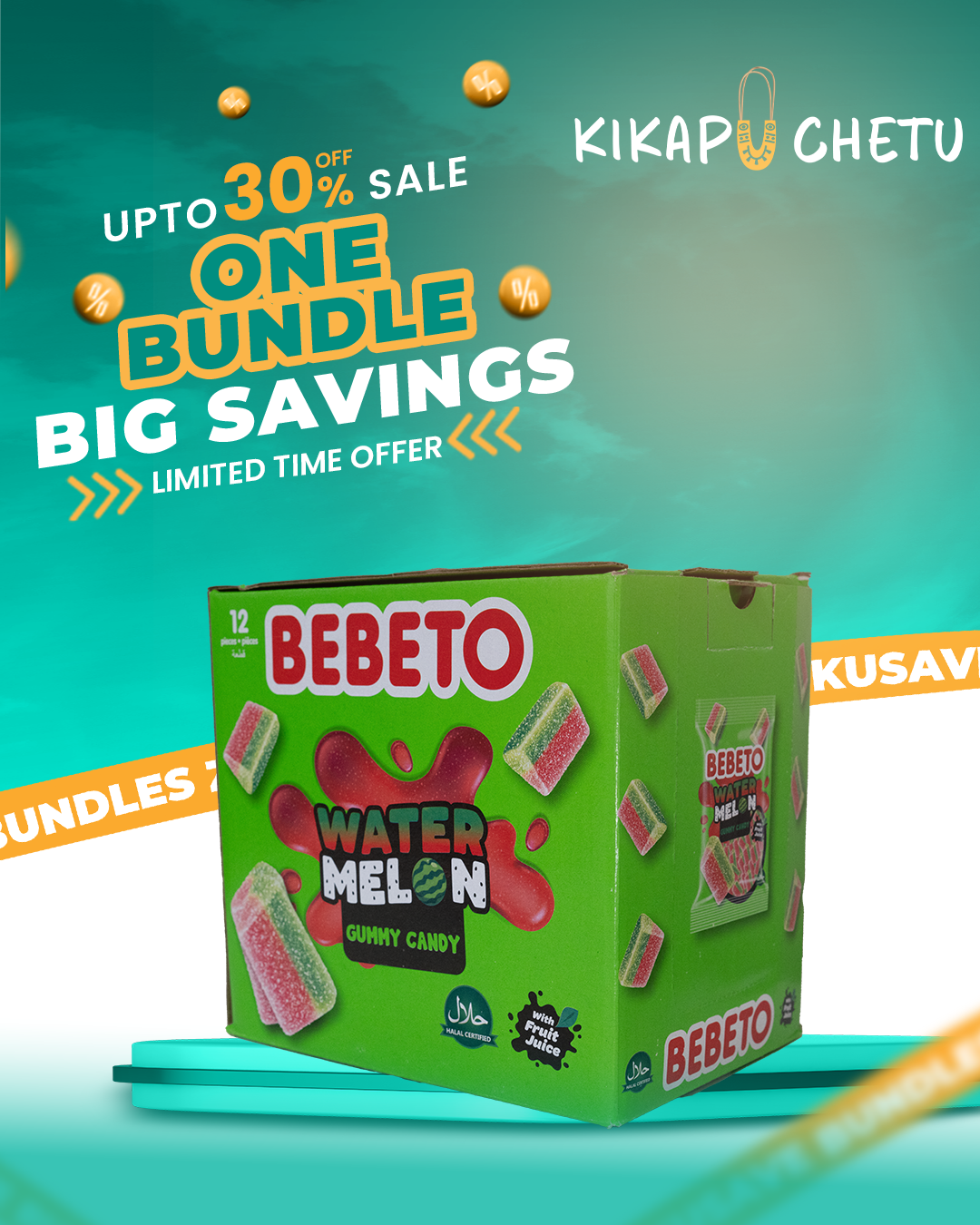 Bebeto Jelly Gum Watermelon 80G 12PCS- Pack Wholesale Discount