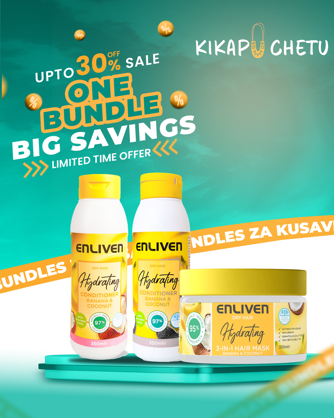 Enliven Banana & CNut Hydrating Hair Care Set