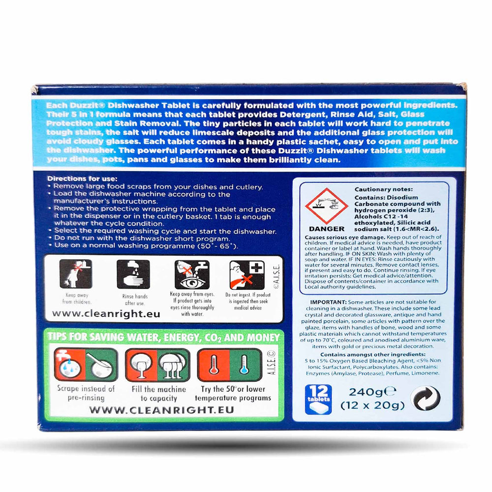 152 Duzzit Dishwasher Tablets 12Pk