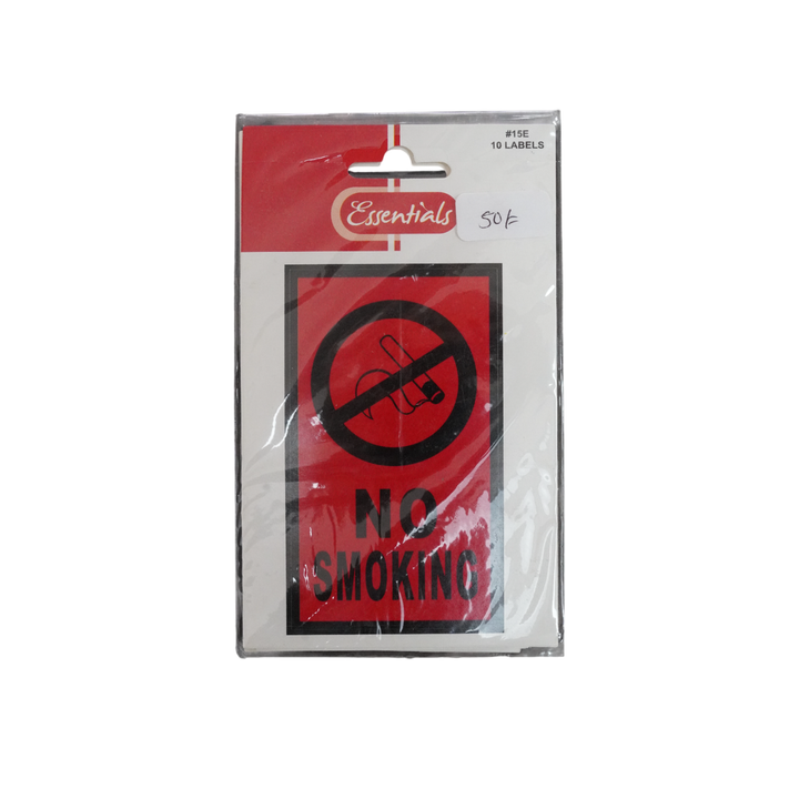 Essentials No Smoking Lables 8X13.5Cm 10L#15E