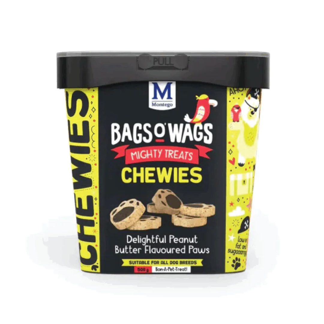 Montego Bags O' Wags Peanut Butter Paws - 500G
