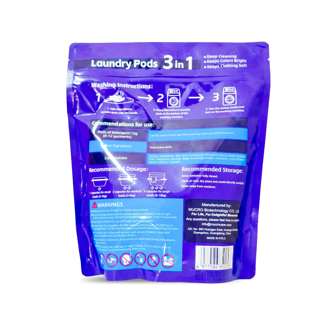 Mucro Laundry Detergent Pods 3-In-1 15G 24'S