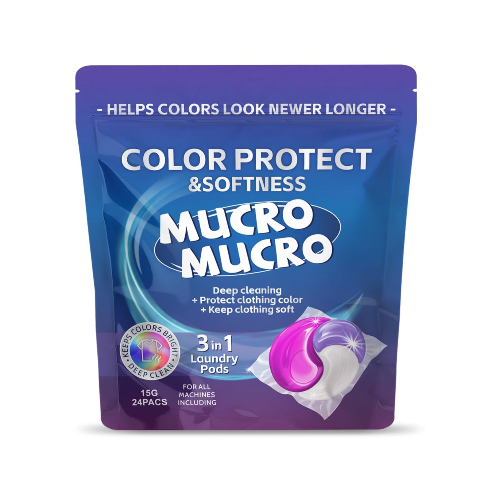 Mucro Laundry Detergent Pods 3In1 15G 24'S