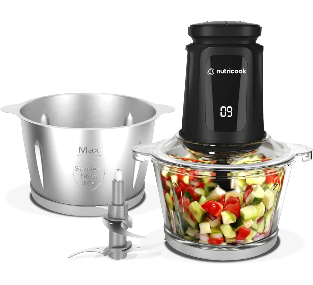Nutricook Chopper Nc-Ch2000, With 2L Glass And Ss Bowl, 500W Black