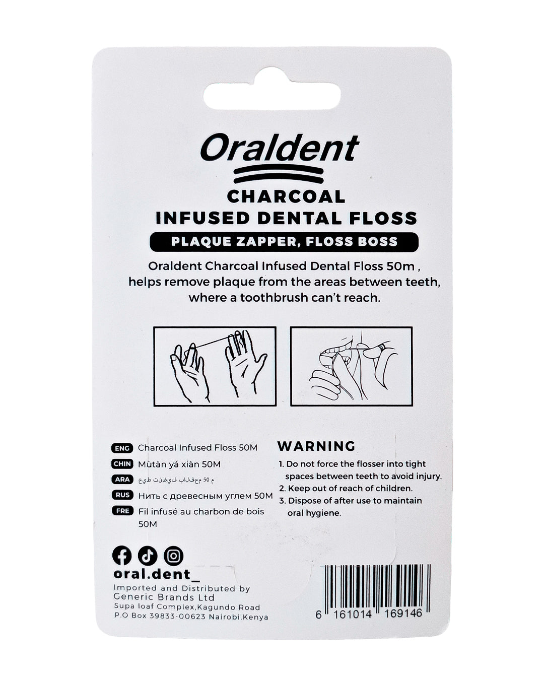Oraldent Charcoal Infused Flossers 50M