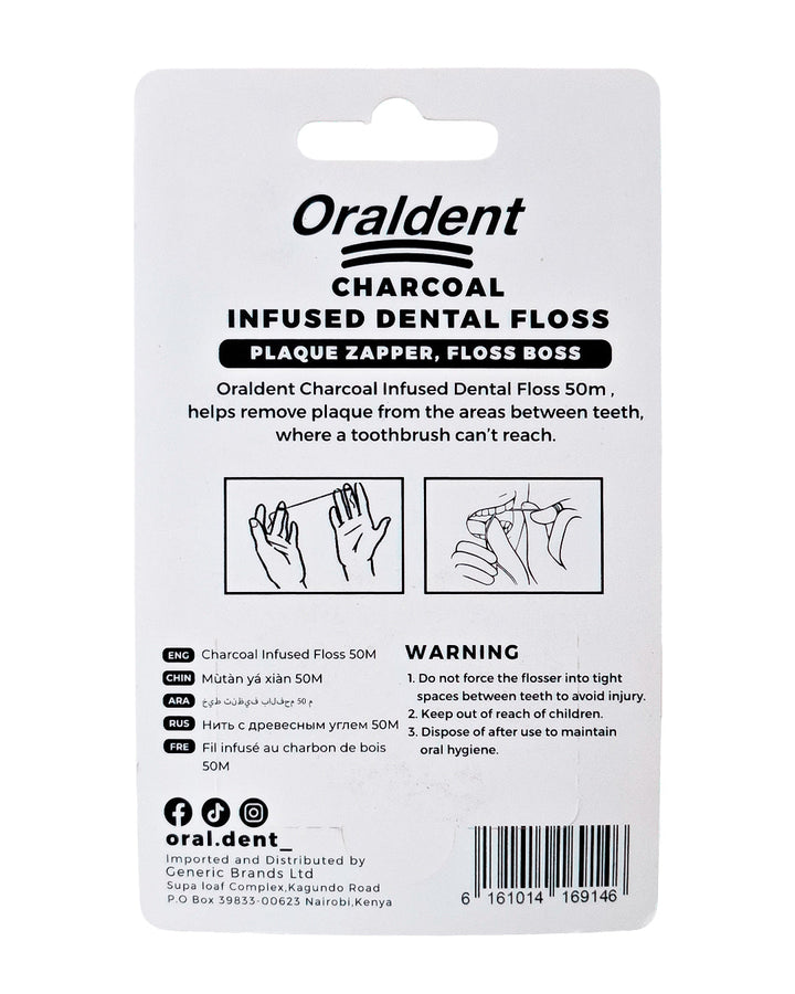 Oraldent Charcoal Infused Flossers 50M