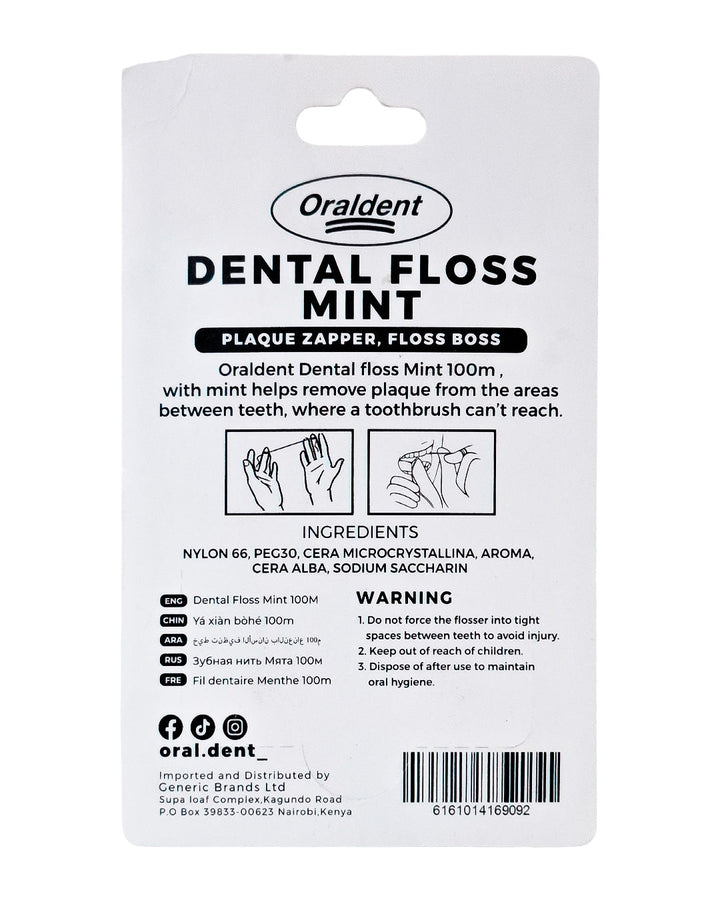 Oraldent Dental Floss Mint Waxed 100M
