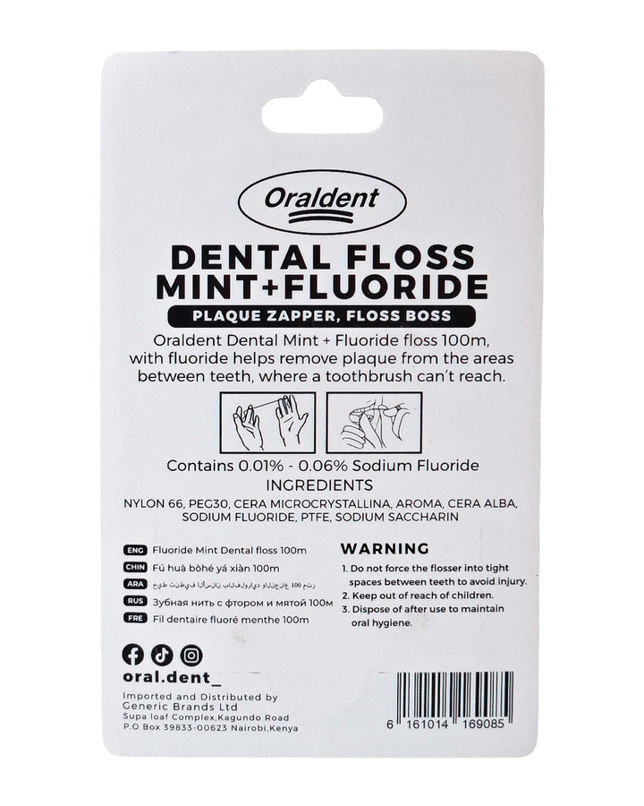 Oraldent Dental Floss Wax Mint Fluoride 100M