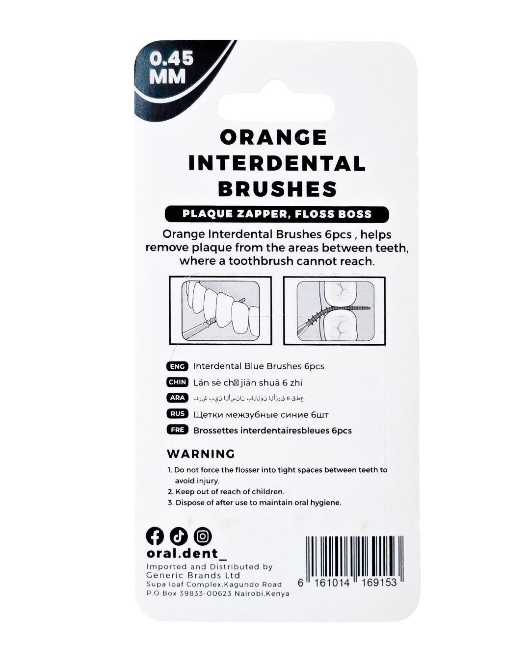 Oraldent Interdental Brushes Orange 6'S