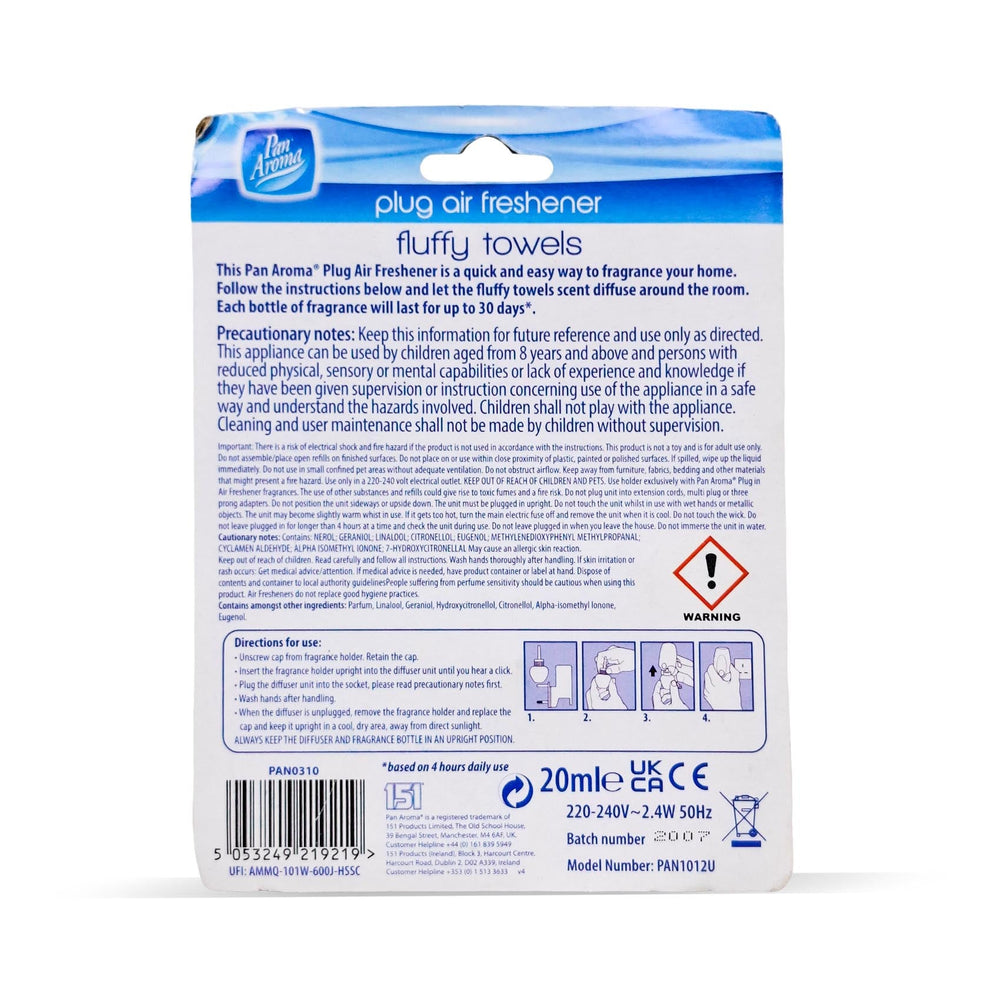 Pan Aroma Plug In Air Freshner  Fluffy Towels 200Ml