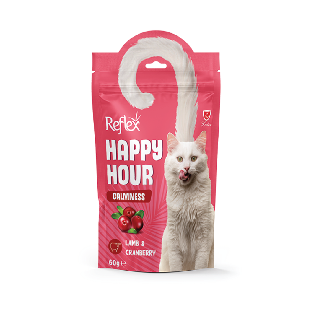 Reflex Happy Hour Cat Treat Calmness Lamb & Cranberry Calming Support 60Gr