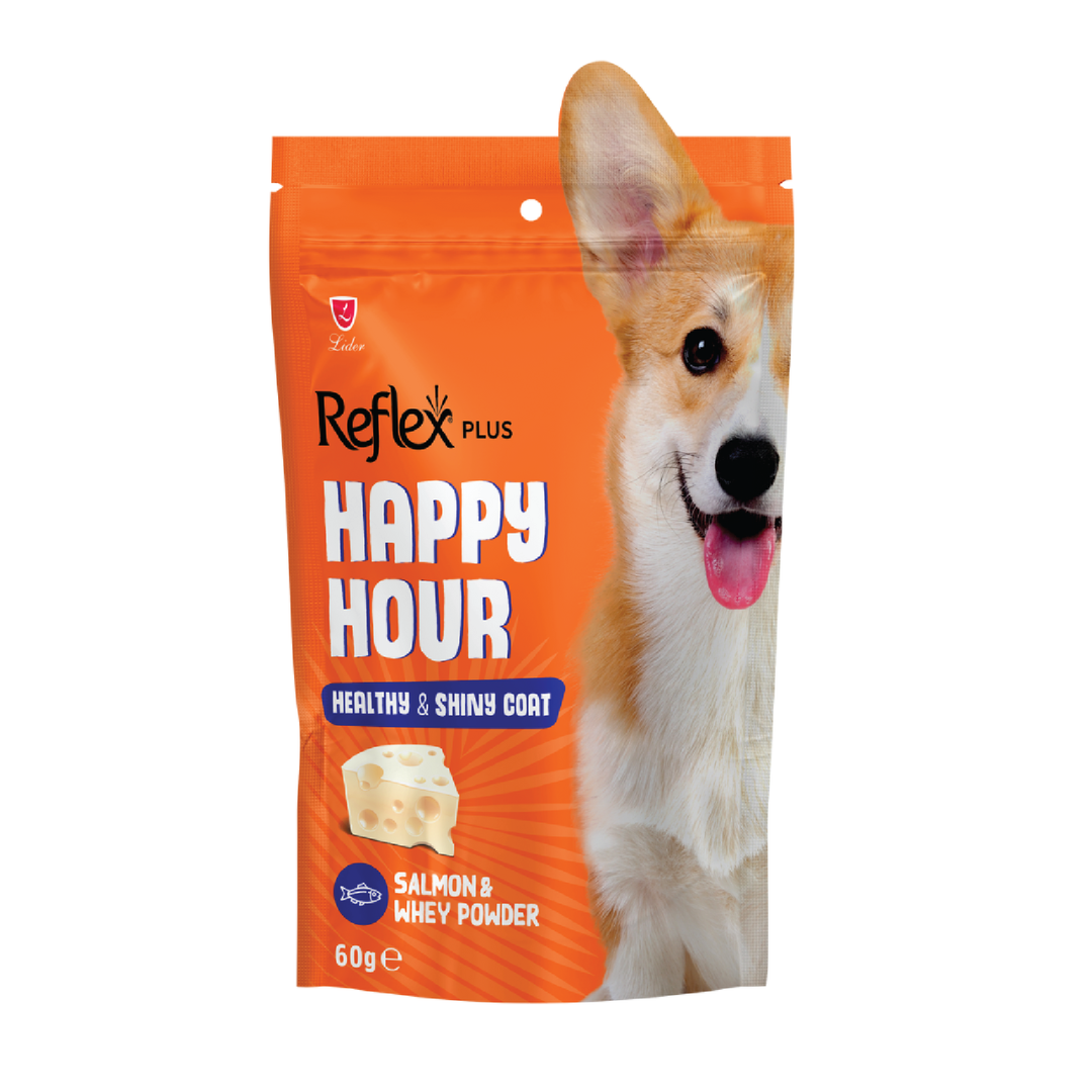 Reflex Happy Hour Dog Treat Shiny Coat – Salmon & Whey Powder 60Gr