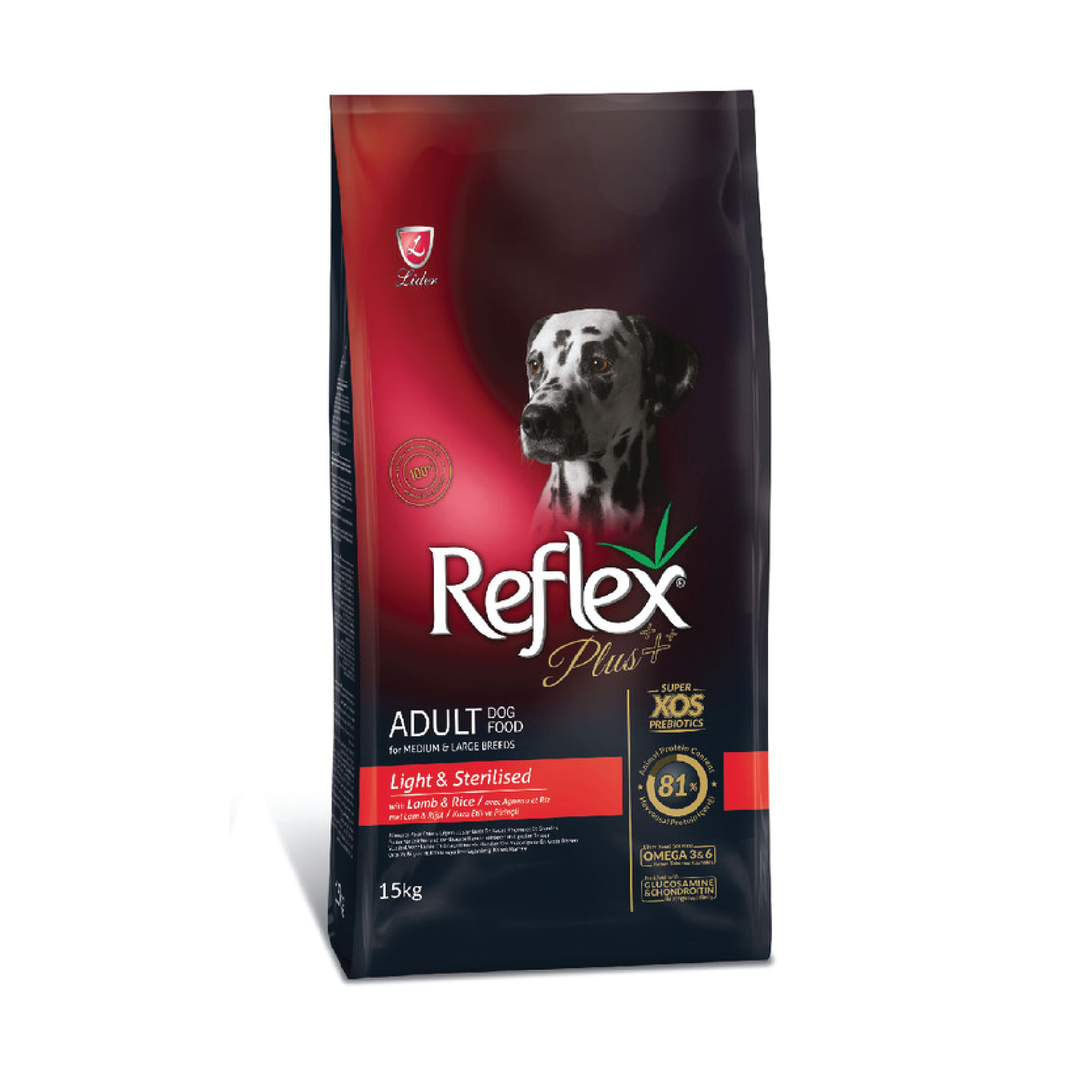 Reflex Plus Light And Sterilised Dog Food Lamb And Rice 15 Kg