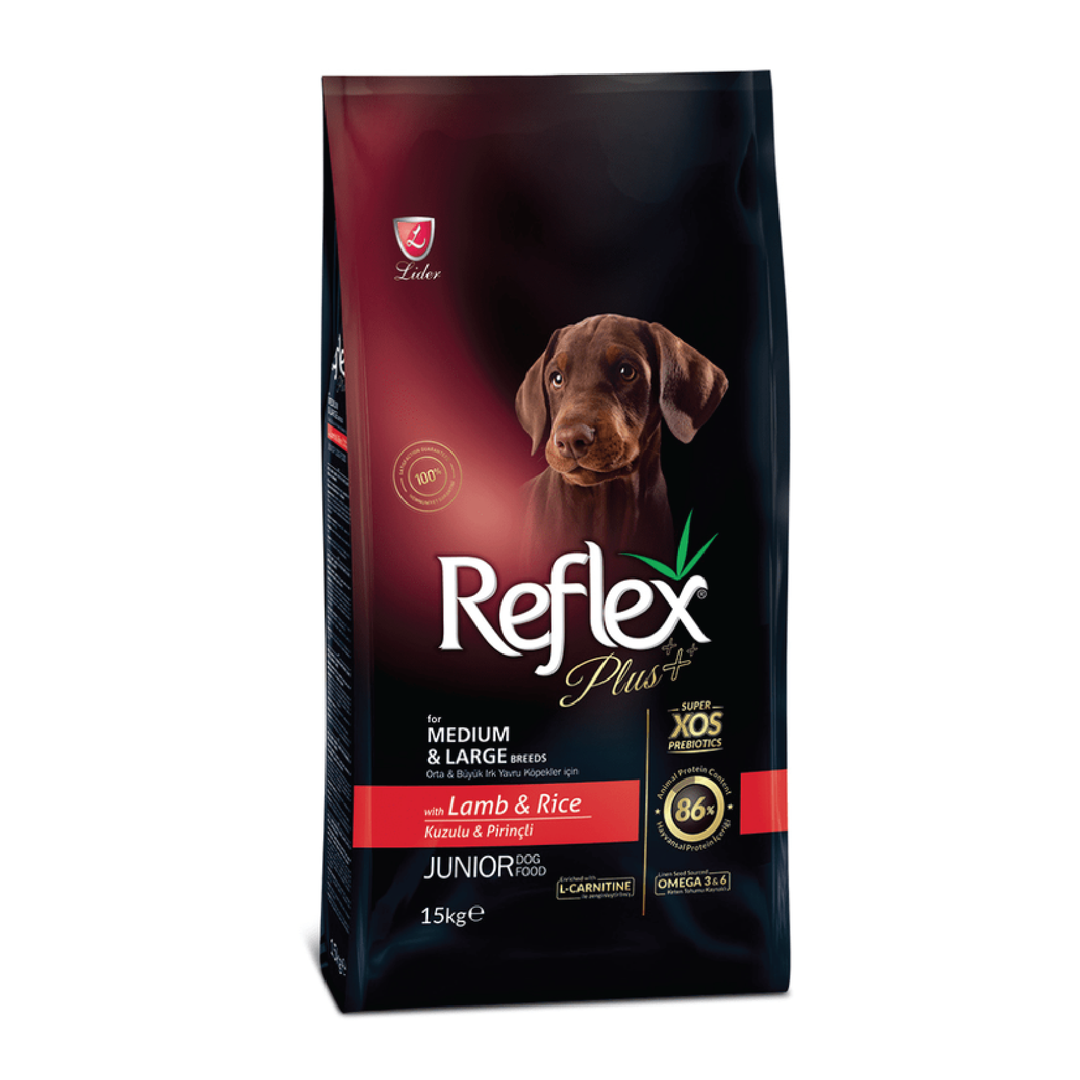Reflex Plus Medium Large Breed Junior Dog Food Lamb And Rice 15Kg