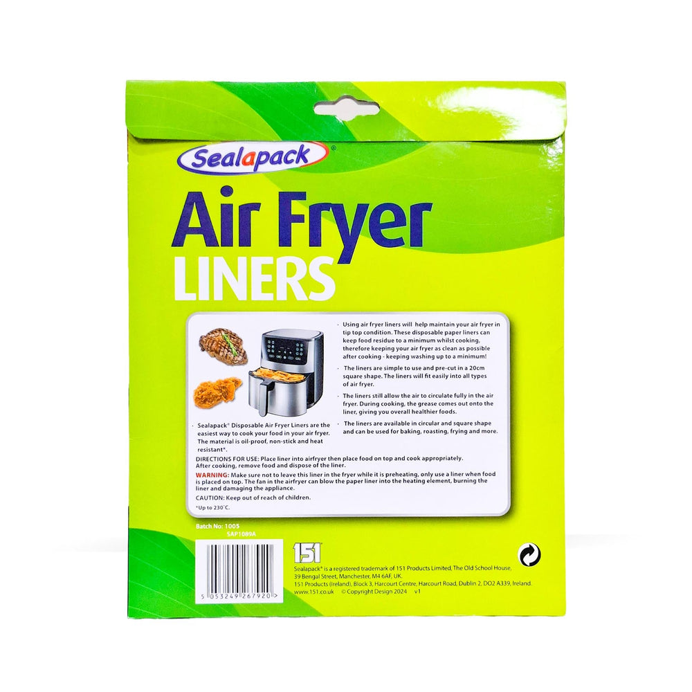 152 Disposable Air Fryer Liner Square 40Pk 20Cm