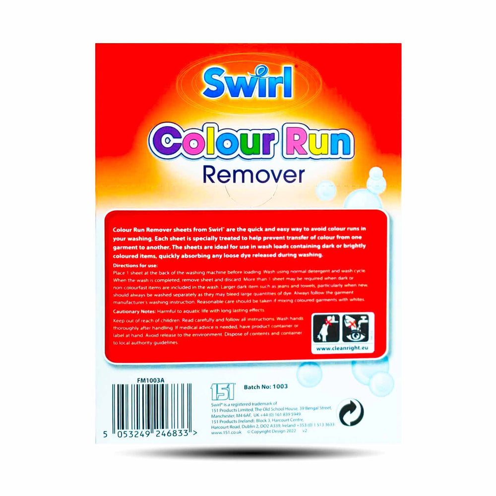 152 Colour Run Remover Sheets 12Pk