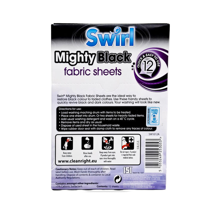 Swirl Mighty Black Fabric Sheet 12Pk