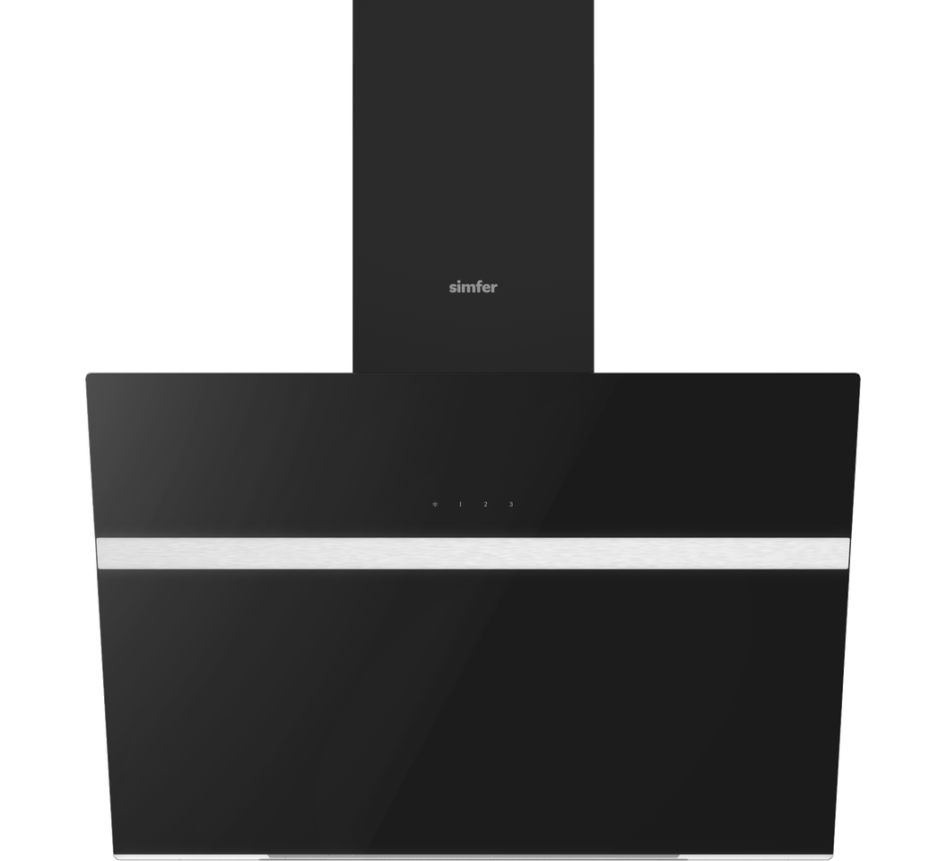 Simfer Bi Hood Sm8611 60Cm Eco Touch Black Glass With Alum Decor Inclined