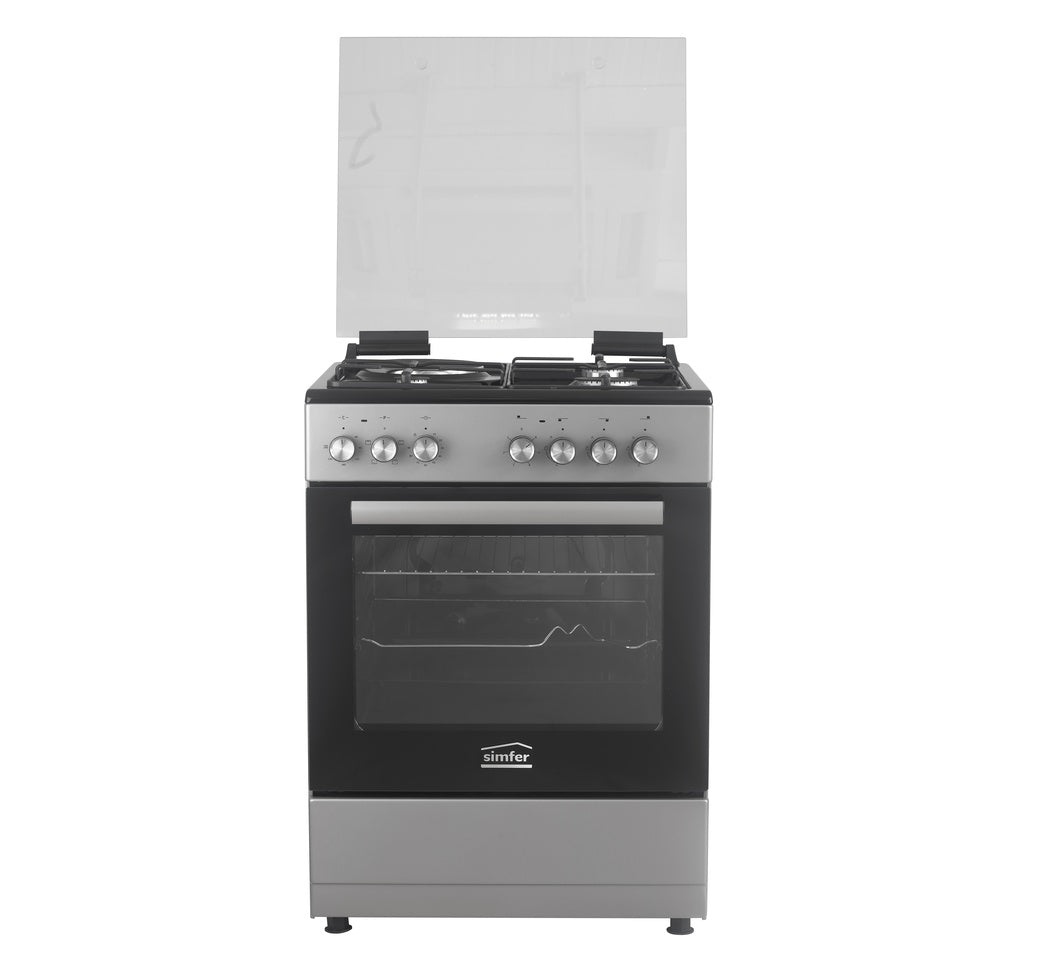 Simfer Cooker 3+1 F6314Serbg 5F 60X60 Black Top Inox Grey Mech