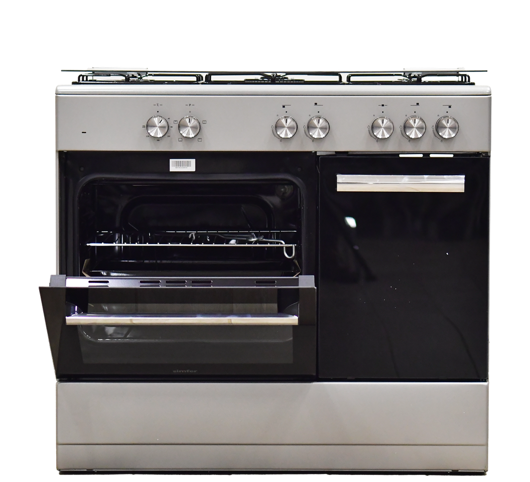 Simfer Cooker 5G Fb9504Segr 0+3F 90X60 Bc Slv, Wok, Enamel Grid