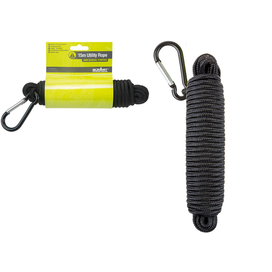 Summit Utility Rope W/Carabine Black 15Mx5Mm