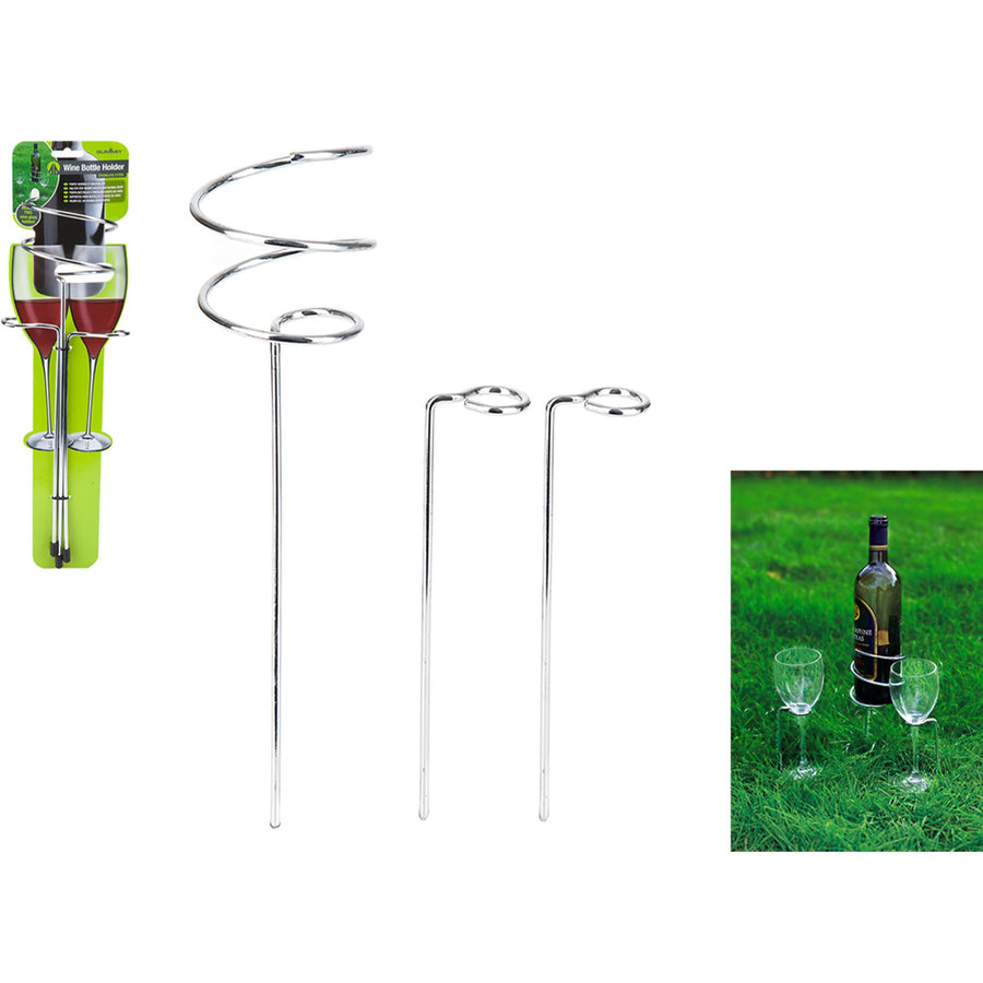 Summit Wine Bottle & 2 W/Glasses Holder