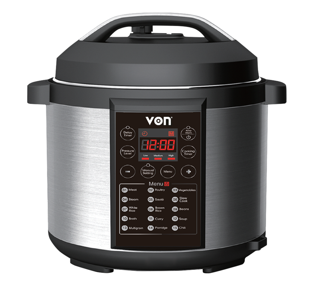 Von Pressure Cooker 6L Vscp60Mmx 1000W Silver