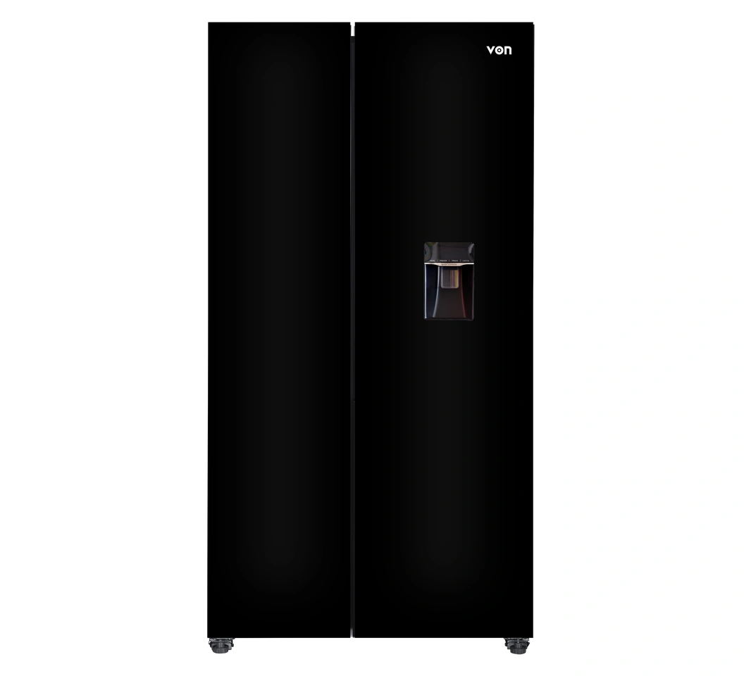 Von Fridge Sbs Vrz-529Nvak 529L Blk Glass